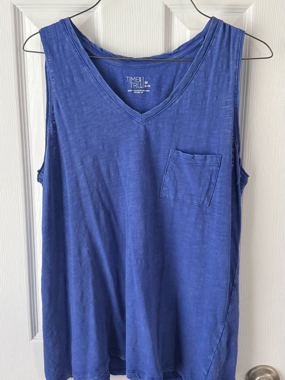 Time & Tru Blue V-Neck Pocket Tank